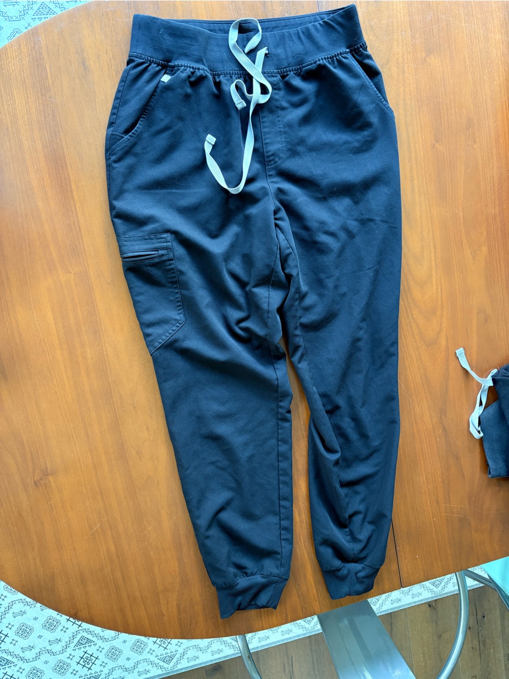 Figs Black Jogger Pants with Light Gray Drawstring